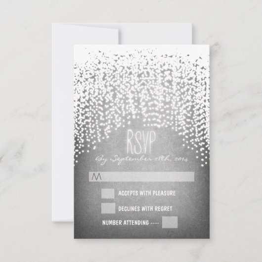 glitter string lichten bruiloft RSVP kaarten (Voorkant)