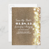 Glitter String Lights Elegante Chic Save the Date Aankondigingskaart (Voorkant / Achterkant)