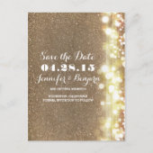 Glitter String Lights Elegante Chic Save the Date Aankondigingskaart (Voorkant)