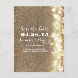 Glitter String Lights Elegante Chic Save the Date Aankondigingskaart