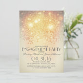 Glitter String Lights  Engagement Party Kaart (Staand voorkant)