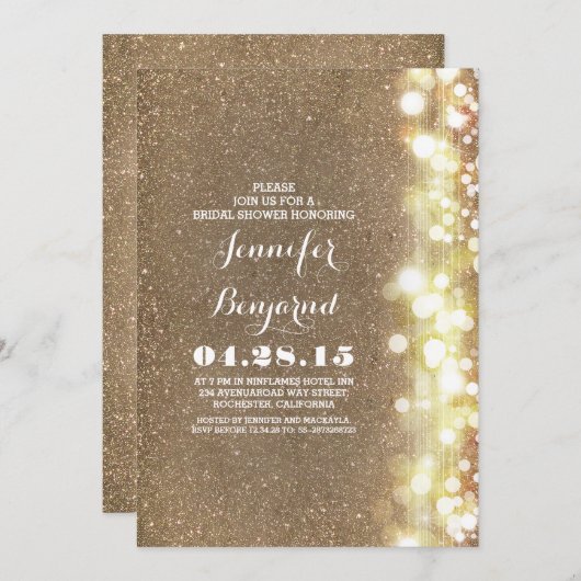 Glitter String Lights Glamours vrijgezellenfeest Kaart (Voorkant / Achterkant)