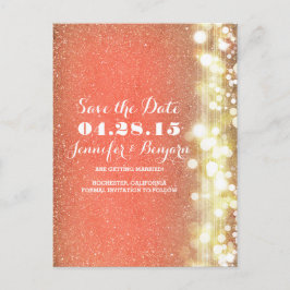 Glitter String Lights Gold en Peach Sla de datum o Aankondigingskaart