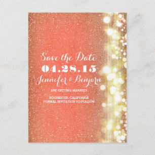 Glitter String Lights Gold en Peach Sla de datum o Aankondigingskaart