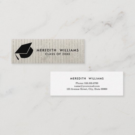 Glitter Striped Afstudeerder Pet Afstuderen Invoeg Mini Visitekaartje (Voorkant / Achterkant)