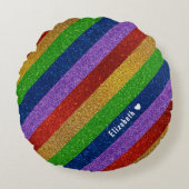 Glitter Striped Rond Kussen (Voorkant)