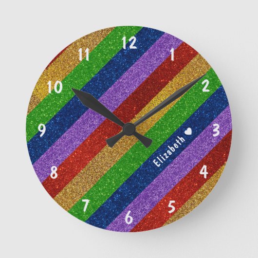 Glitter Striped Ronde Klok (Voorkant)