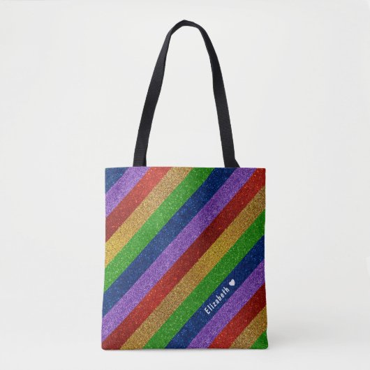 Glitter Striped Tote Bag (Voorkant)