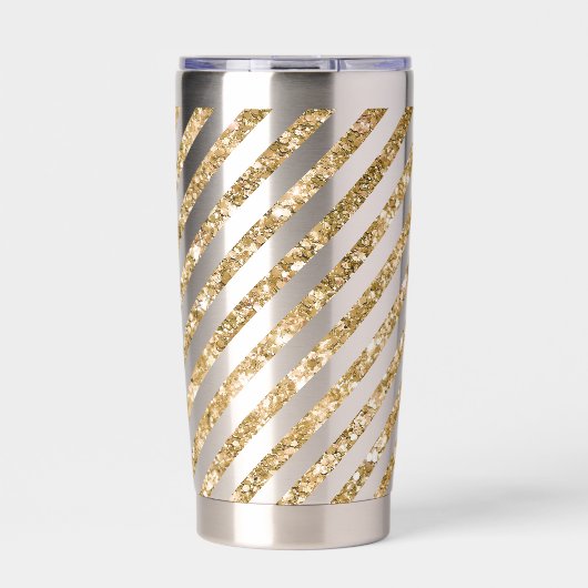Glitter Stripes Geïsoleerde Drinkbeker (Voorkant)