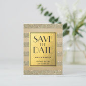 Glitter Stripes Gold Foil sla de datum na creditca Aankondigingskaart (Staand voorkant)