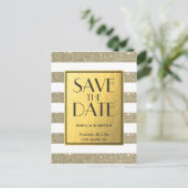 Glitter Stripes Gold Foil sla de datum na creditca Aankondigingskaart (Staand voorkant)