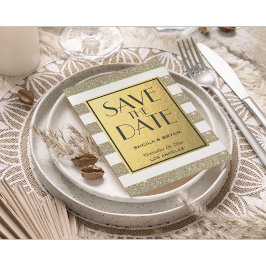 Glitter Stripes Gold Foil sla de datum na creditca Aankondigingskaart