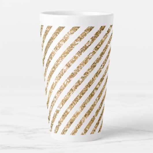 Glitter Stripes Latte Mok (Voorkant)
