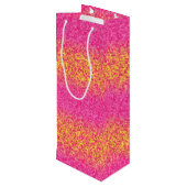 Glitter Stripes, Pink-Yellow-WINE GIFT BAG Wijn Cadeautas (Achterkant Gekanteld)