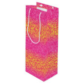 Glitter Stripes, Pink-Yellow-WINE GIFT BAG Wijn Cadeautas (Voorkant Gekanteld)