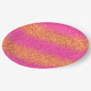 Glitter Stripes, roze-gele PAPER-BORDEN Papieren Bordje