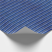 Glitter Stripes van goud en zilver op blauw Cadeaupapier (Hoek)