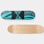 Glitter Stripes van Turquoise Blue en Black Zebra Skateboard (Horizontaal)