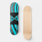 Glitter Stripes van Turquoise Blue en Black Zebra Skateboard (Voorkant)