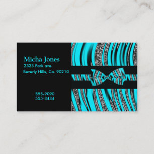 Glitter Stripes van Turquoise Blue en Black Zebra Visitekaartje