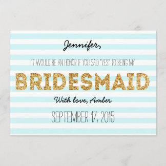 Glitter Stripes zal je mijn Bridesmaïde uitnodigin Kaart