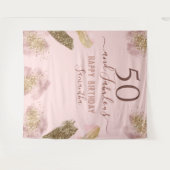 Glitter Strokes roze Happy 50th Birthday Tapestry Wandkleed (Voorkant (horizontaal))