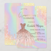 Glitter stuwt de Holografische Quinceañera op Kaart (Voorkant / Achterkant)