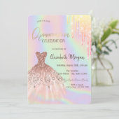 Glitter stuwt de Holografische Quinceañera op Kaart (Staand voorkant)