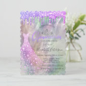 Glitter stuwt de Holografische Quinceañera op Kaart (Staand voorkant)