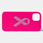 Glitter Style Pink Ribbon Awareness Design Case-Mate iPhone Case (Achterkant (horizontaal))