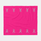 Glitter Style Pink Ribbon Awareness Fuchsia Fleece Deken (Voorkant (Horizontaal))