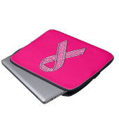 Glitter Style Pink Ribbon Awareness Fuchsia Laptop Sleeve (Voorkant onderkant)