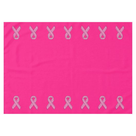 Glitter Style Pink Ribbon Awareness Fuchsia Tafelkleed (Voorkant (Horizontaal))