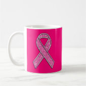 Glitter Style Pink Ribbon Awareness Koffiemok (Links)
