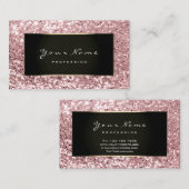 Glitter Stylist Mode Blogge Black Pink Rose Visitekaartje (Voorkant / Achterkant)