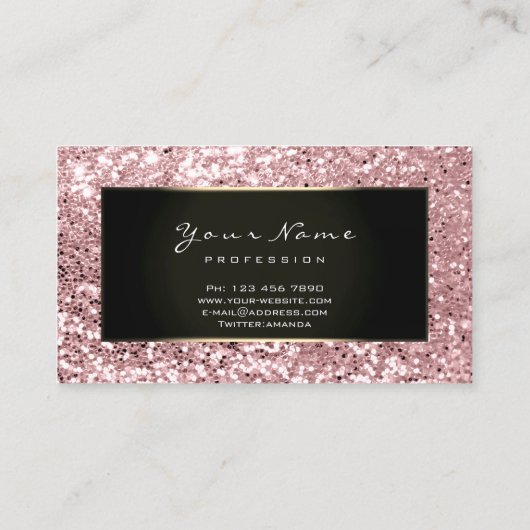 Glitter Stylist Mode Blogge Black Pink Rose Visitekaartje (Achterkant)