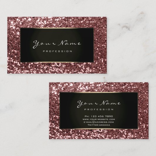 Glitter Stylist Mode Blogger Gold Black Pink Visitekaartje (Voorkant / Achterkant)