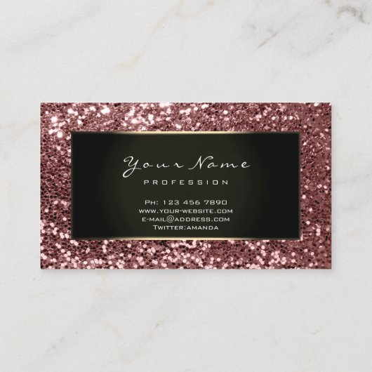 Glitter Stylist Mode Blogger Gold Black Pink Visitekaartje (Achterkant)