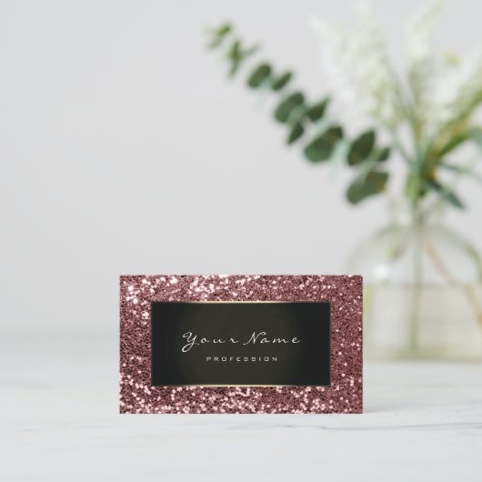 Glitter Stylist Mode Blogger Gold Black Pink Visitekaartje (Staand voorkant)
