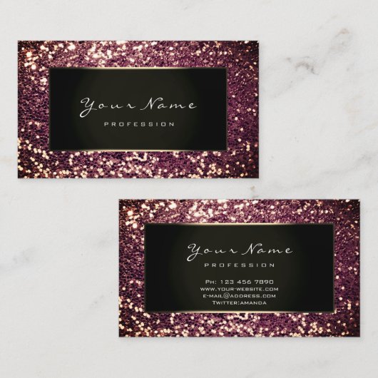 Glitter Stylist Mode Blogger Gold Burgundy Blac Visitekaartje (Voorkant / Achterkant)