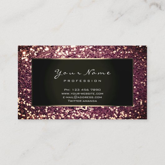 Glitter Stylist Mode Blogger Gold Burgundy Blac Visitekaartje (Achterkant)