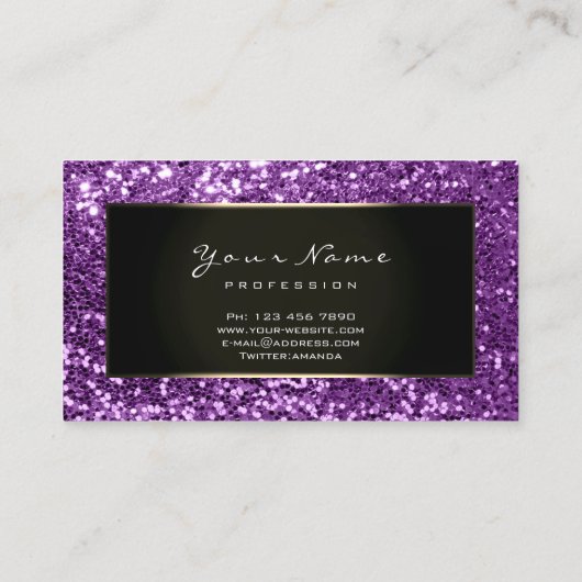 Glitter Stylist Mode Blogger Violet Framed Visitekaartje (Achterkant)