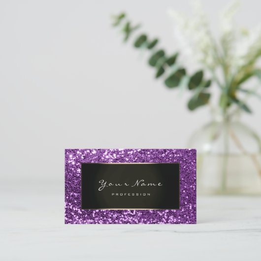Glitter Stylist Mode Blogger Violet Framed Visitekaartje (Staand voorkant)