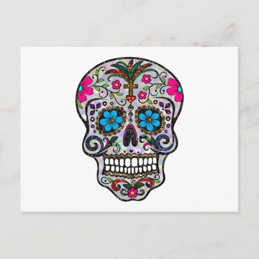 glitter Sugar Skull Briefkaart (Voorkant)