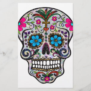 glitter Sugar Skull Briefpapier