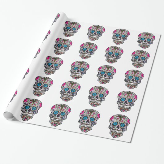 glitter Sugar Skull Cadeaupapier (Uitgerold)