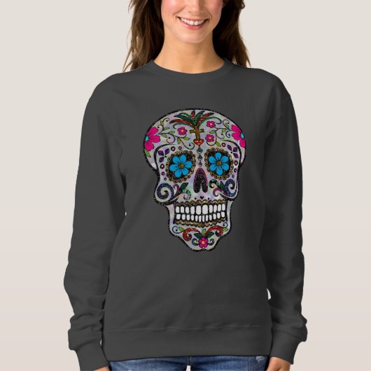 glitter Sugar Skull dames sweatshirt (Voorkant)