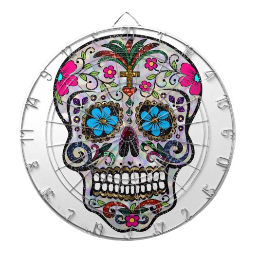 glitter Sugar Skull Dartbord (Voorkant)