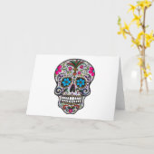 glitter Sugar Skull Kaart (Gele Bloem)