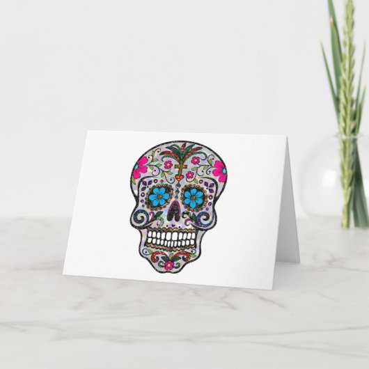 glitter Sugar Skull Kaart (Voorkant)
